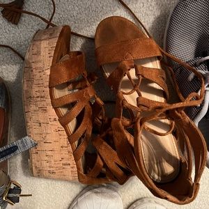 Tan/brown wedge sandals